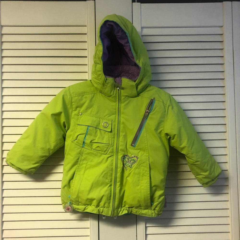Obermeyer size 4 bright green hooded winter jacket coat